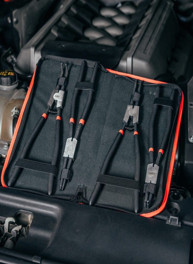 ABN Extra Long Snap Ring Pliers Set - 4pc Lock Ring Pliers with 4mm Tips for Internal and External O and Circlip Removal - Image 4