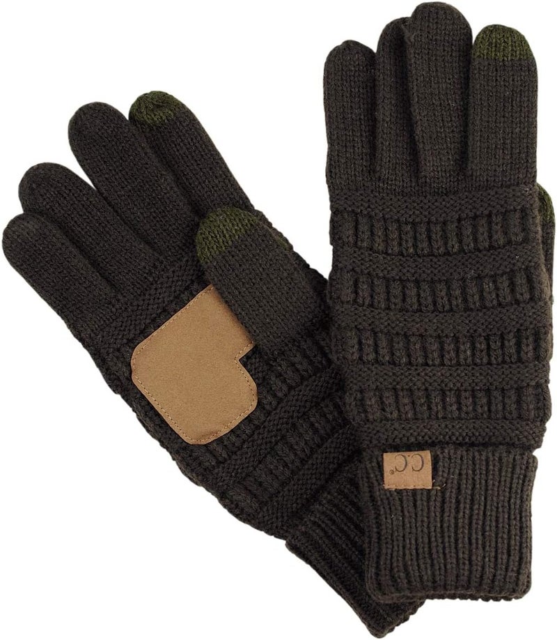 Cc Unisex Cable Knit Winter Warm Anti-Slip Touchscreen Texting Gloves - Image 1