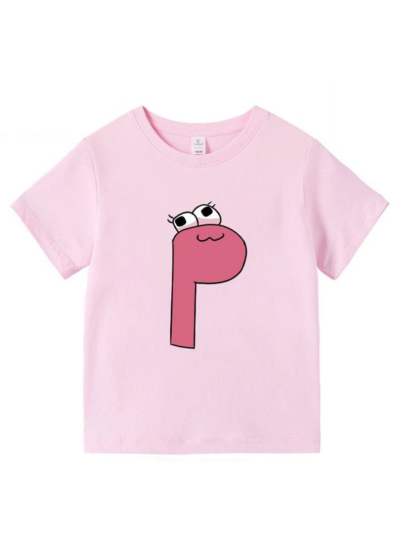 Cartoon Letter Legend 3D digital printing personalized breathable children's T-shirt  - Image 1