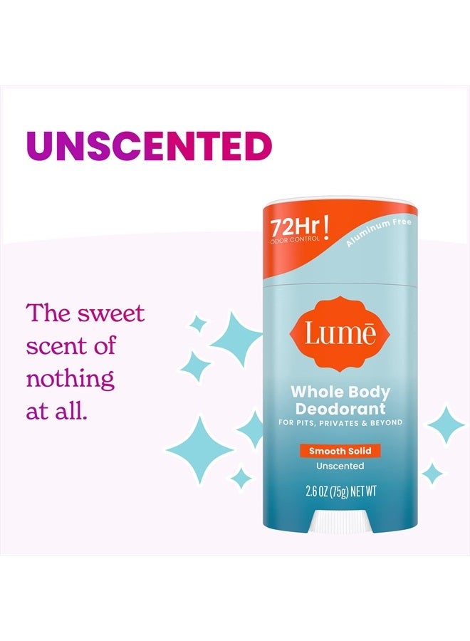 Lume مزيل عرق للجسم بالكامل - عصا صلبة ناعمة - تحكم في الرائحة لمدة 72 ساعة - خالي من الألمنيوم، خالي من بيكربونات الصوديوم وآمن للبشرة - 2.6 أونصة (عبوة من 2) (بدون رائحة) - Image 3