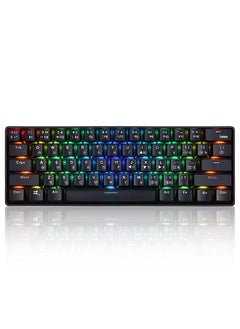 61 Keys Mechanical Keyboard USB Wired 2.4G Wireless Dual-mode English&Russian Keyboard with RGB Light Effect Red Switches