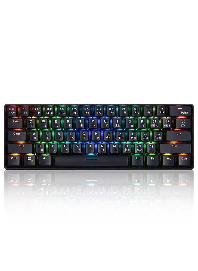 Generic - 61 Keys Mechanical Keyboard USB Wired 2.4G Wireless Dual-mode English&Russian Keyboard with RGB Light Effect Red Switches - Image 1
