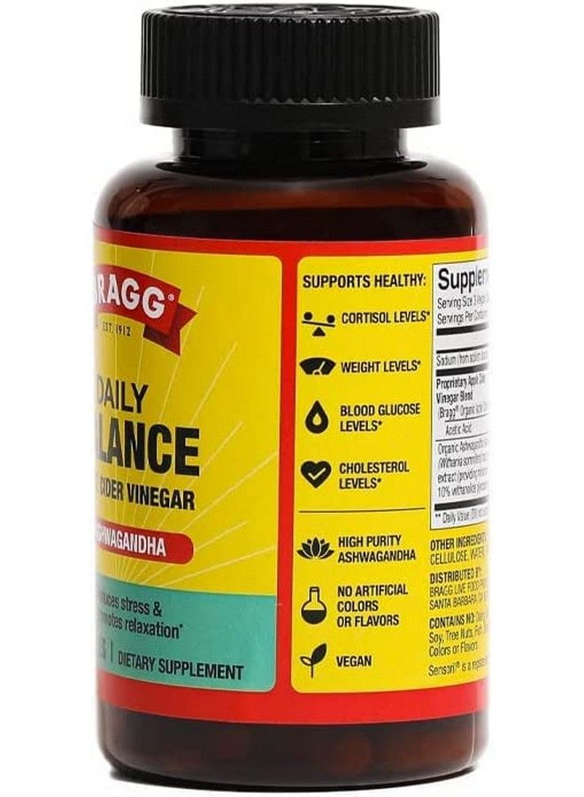 Daily Balance Apple Cider Vinegar And Sensoril Ashwagandha Capsules 750Mg Of Acetic Acid Energy & Weight Management Support Natural Everyday Stress Relief And Mood Enhancer (90 Pills)