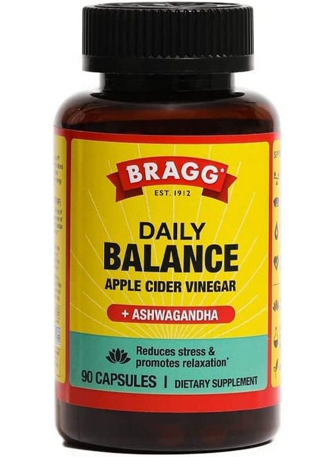 Daily Balance Apple Cider Vinegar And Sensoril Ashwagandha Capsules 750Mg Of Acetic Acid Energy & Weight Management Support Natural Everyday Stress Relief And Mood Enhancer (90 Pills)