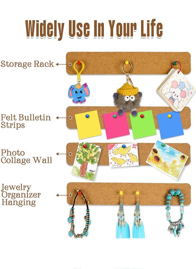 Generic - Cork Board Strips, 6 Pack Self Adhesive Cork Board Board Strips for Walls Self Adhesive Board Bar Strips Bulletin Board with 50 Push Pins for Paste Notes, Photos, Schedules - Image 1