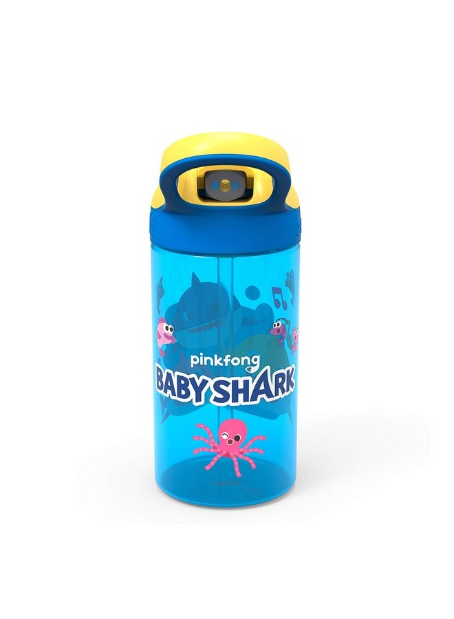 Zak Designs Baby Shark Kids Water Bottle With Straw And Built In Carrying Loop Made Of Durable Plastic Leakproof Design (16 Oz (Bbsat381) - Image 3