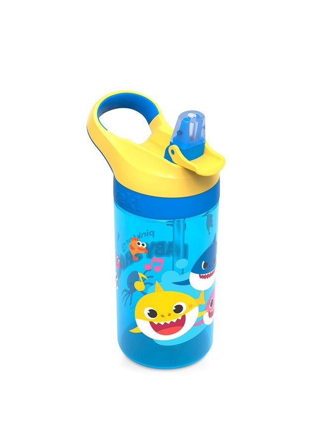 Zak Designs Baby Shark Kids Water Bottle With Straw And Built In Carrying Loop Made Of Durable Plastic Leakproof Design (16 Oz (Bbsat381) - Image 4