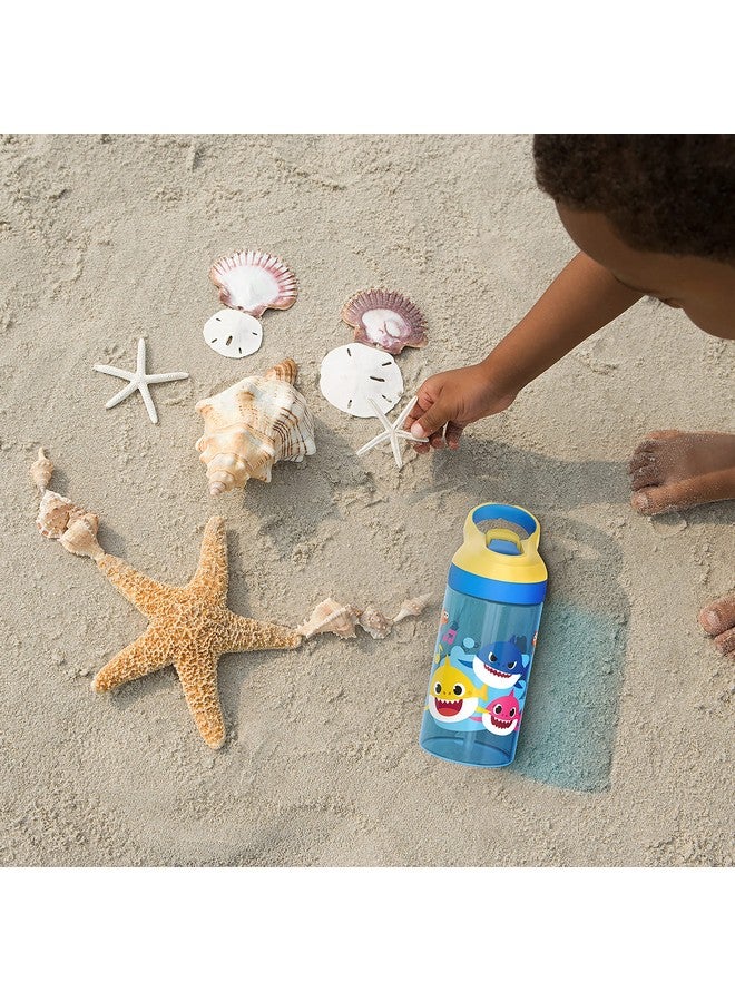 Zak Designs Baby Shark Kids Water Bottle With Straw And Built In Carrying Loop Made Of Durable Plastic Leakproof Design (16 Oz (Bbsat381) - Image 2
