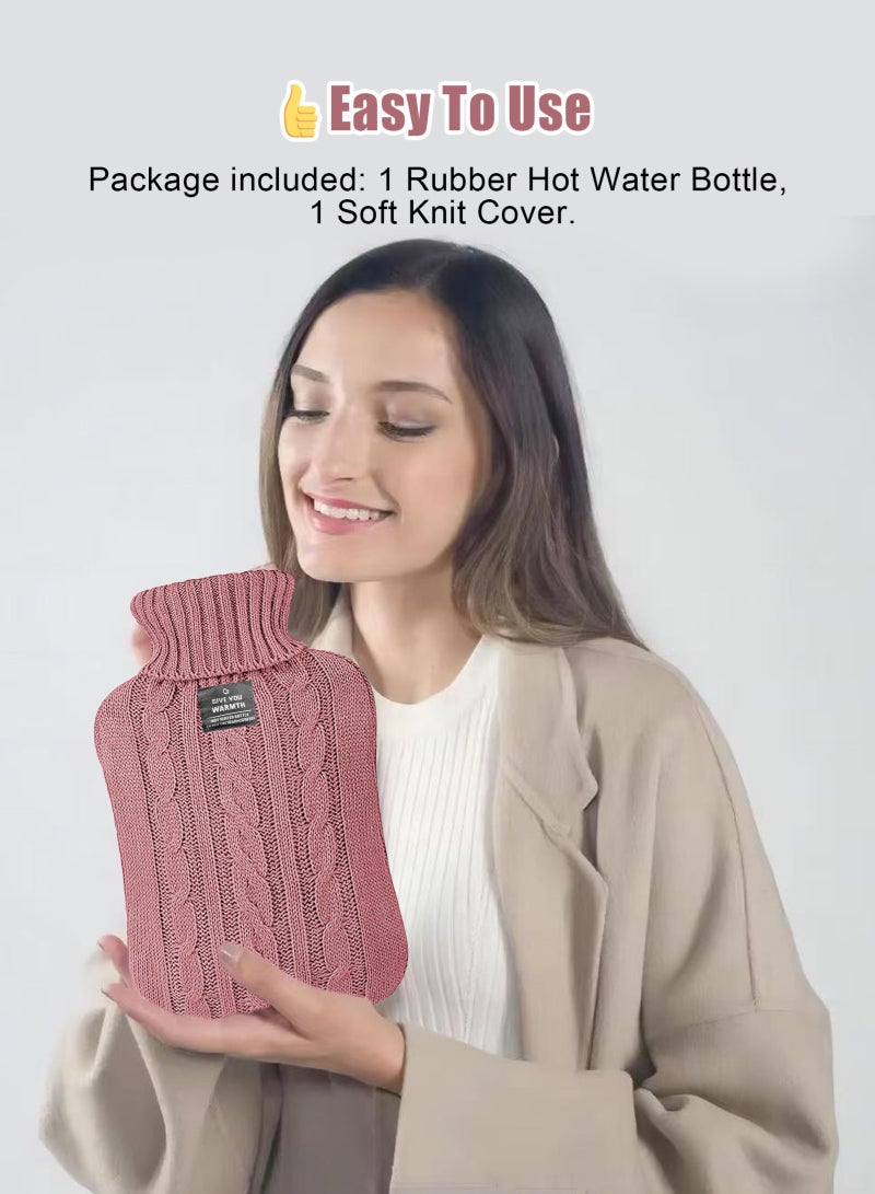 HomarKet Hot Water Bottle with Knitted Cover 2L Hot Water Bag for Hot and Cold Compress Hand Feet Warmer Ideal for Menstrual Cramps Neck and Shoulder Pain Relief - Image 5