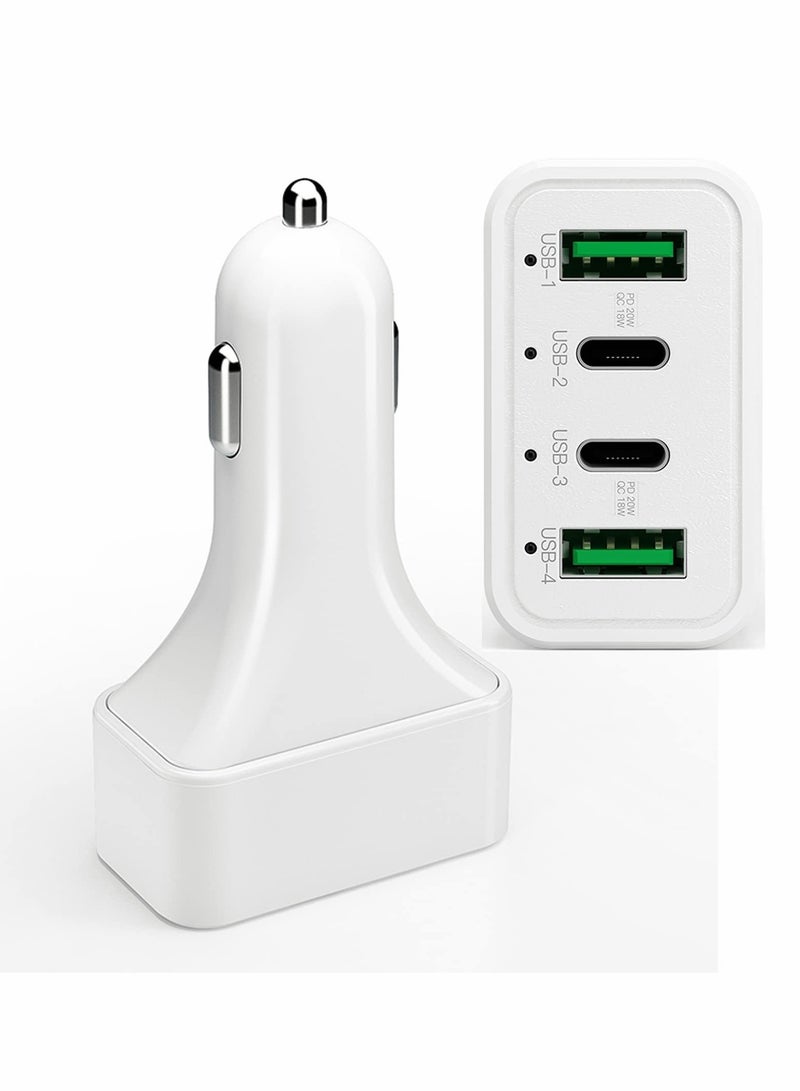 Excefore USB C Car Charger 40W 4 Ports USB Lighter Charger Adapter Socket with PD Fast Charger - Image 1