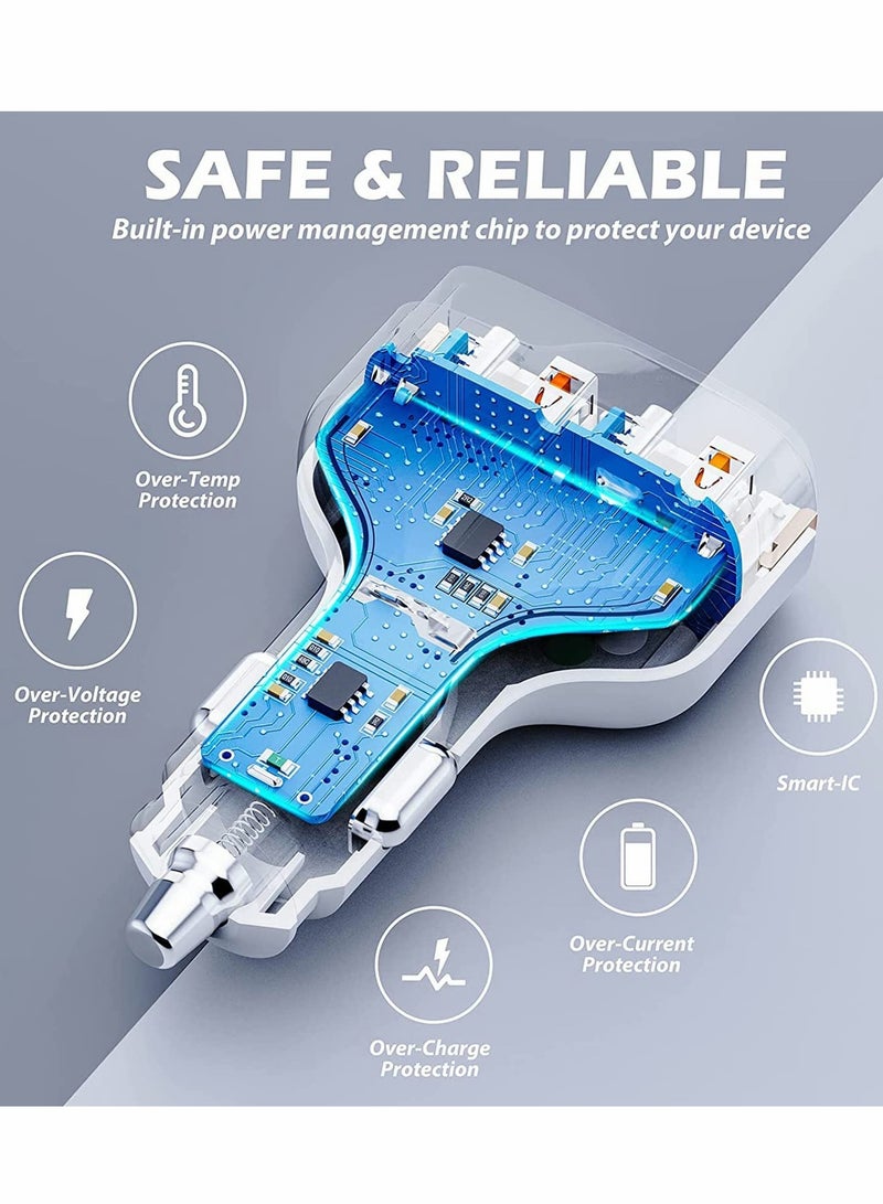 Excefore USB C Car Charger 40W 4 Ports USB Lighter Charger Adapter Socket with PD Fast Charger - Image 3