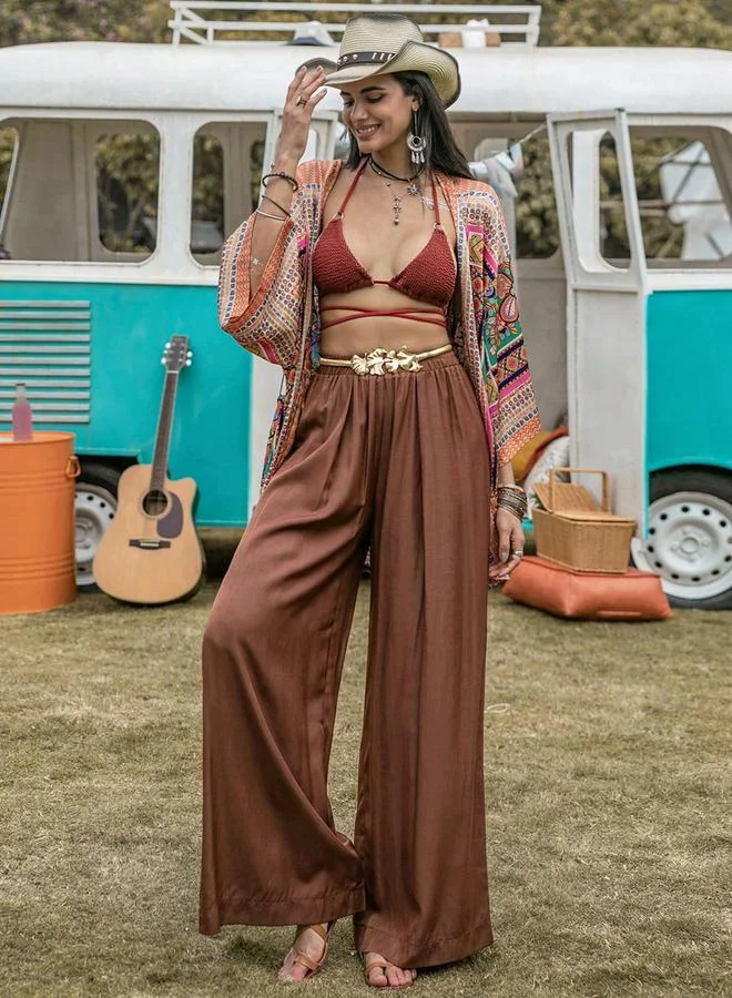 Take Two Take Two Solid Wide Leg Pleated Pants