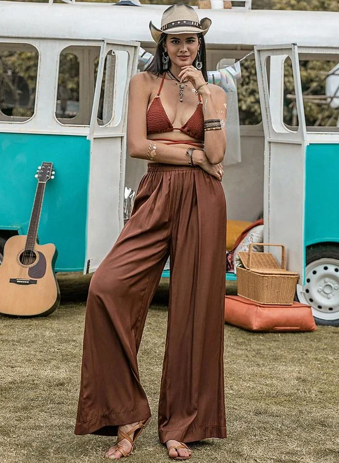 Take Two Take Two Solid Wide Leg Pleated Pants