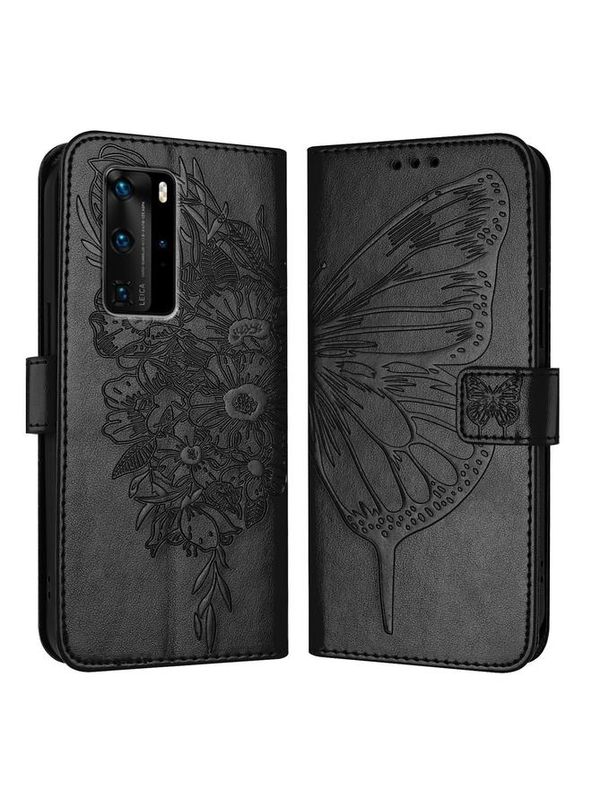 اس-توب جراب هاتف Huawei P40 Pro من الجلد المنقوش بنقشة الفراشة - Image 1