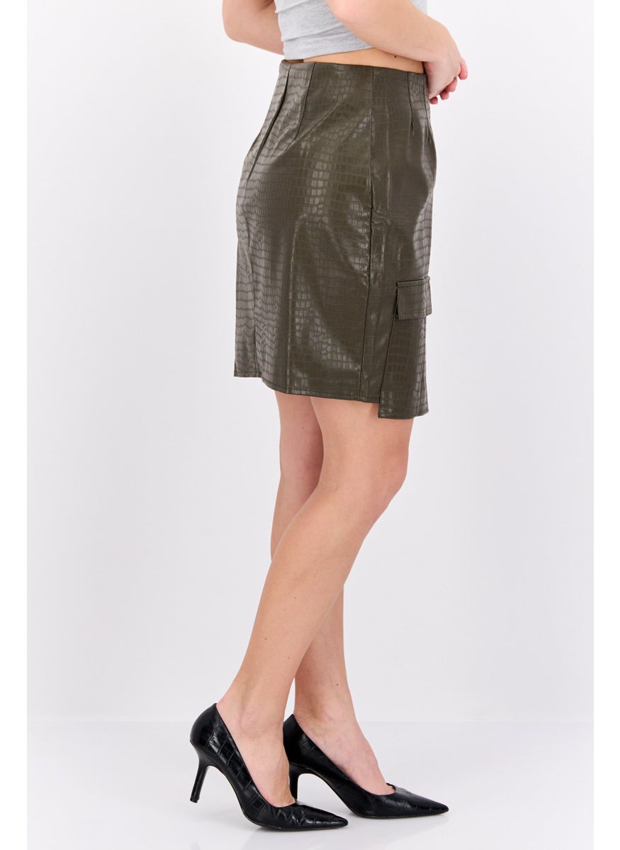 Women Tall Fit Textured Leather Mini Skirt, Dark Khaki - pzsku/ZCE2A49C65CBBB9E2E2C2Z/45/_/1728397234/5a2612e6-defd-4d1c-88d7-9c41c4ff0b44