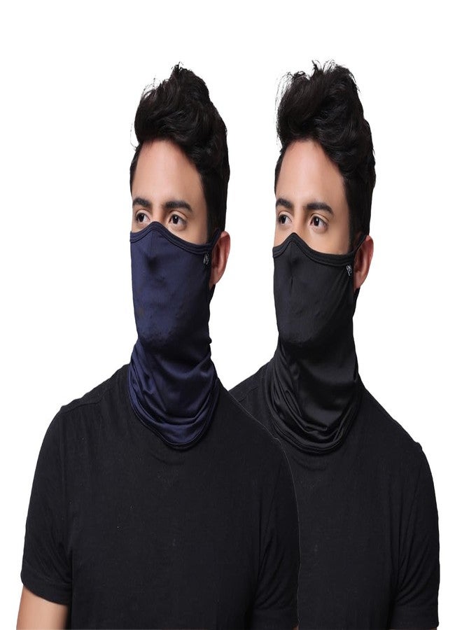 BISMAADH Bandana Scarf Mask With Ear Loops 2 Pack, Neck Gaiter Balaclava Dust UV Sun Protection Outdoors Face Mask for Women Men - Image 1