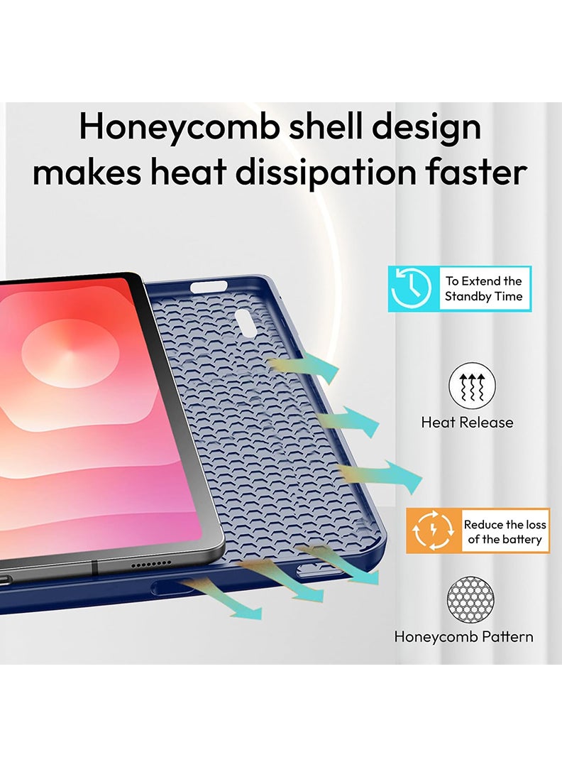 Theodor Case Compatible with Samsung Galaxy Tab S11 2025 11 Inch, Smart Case with Pencil Holder, Slim Trifold Stand Case with Soft TPU Back, Auto Sleep/Wake Cover- Navy - Image 4