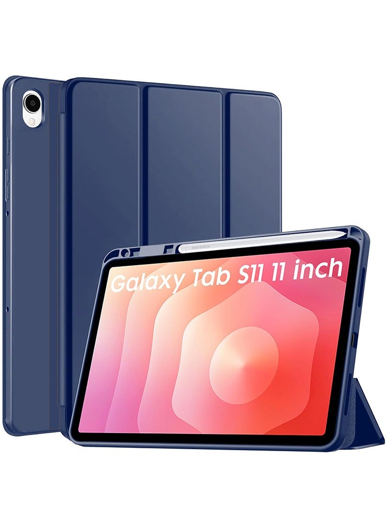 Theodor Case Compatible with Samsung Galaxy Tab S11 2025 11 Inch, Smart Case with Pencil Holder, Slim Trifold Stand Case with Soft TPU Back, Auto Sleep/Wake Cover- Navy - Image 1