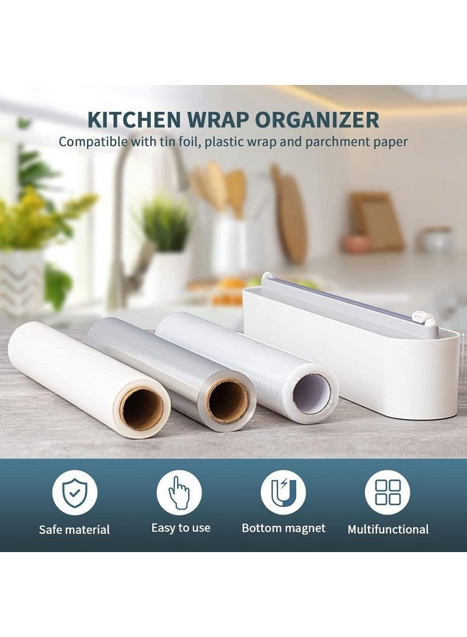 HOUSE OF QUIRK House of Quirk Magnetic Plastic Wrap Dispenser with Cutter, Aluminum Foil and Plastic Wrap Organizer with Paper Towel Holder, Compatible with Cling Film, Tin Foil and Wax Paper (Grey) - Image 4
