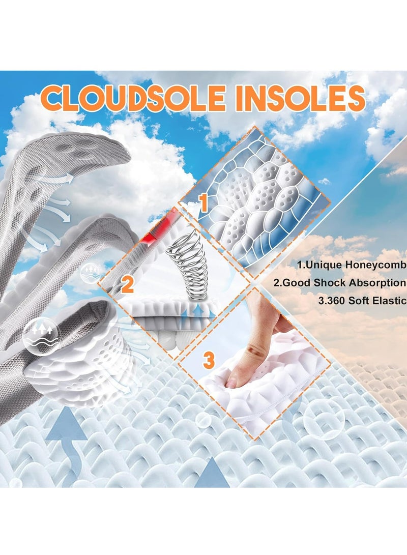 3-Pack Memory Foam Insoles with Arch Support, Gray, Size Men 43-44/Women 42-43, for Shoes & Boots