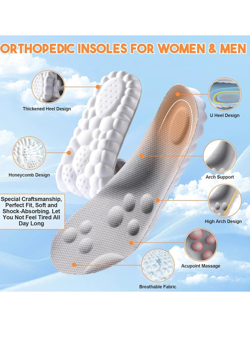 3-Pack Memory Foam Insoles with Arch Support, Gray, Size Men 43-44/Women 42-43, for Shoes & Boots