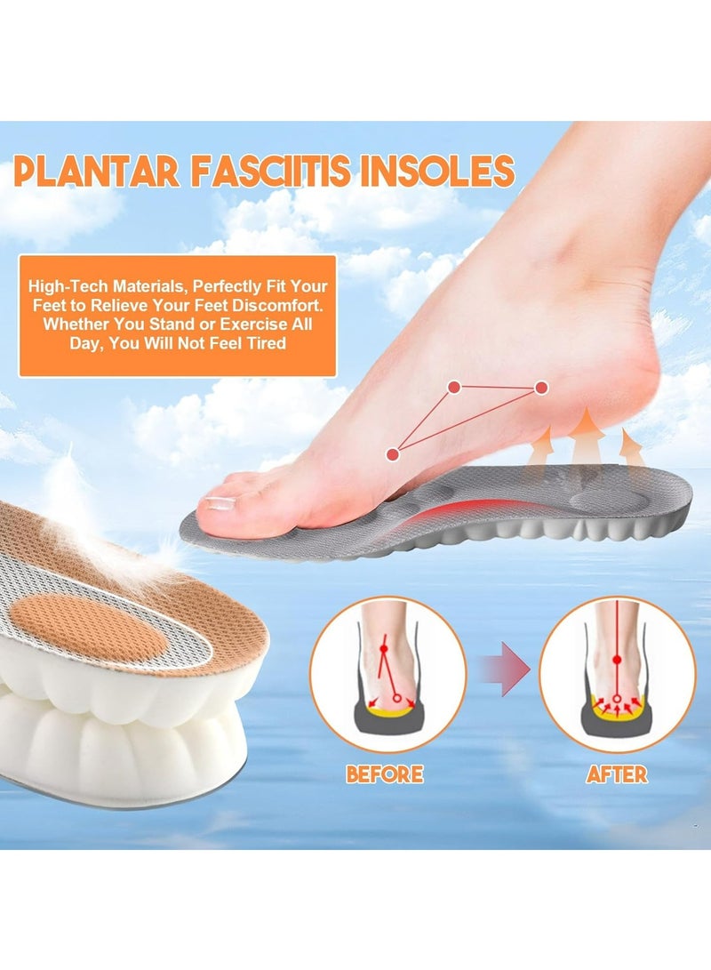 3-Pack Memory Foam Insoles with Arch Support, Gray, Size Men 43-44/Women 42-43, for Shoes & Boots