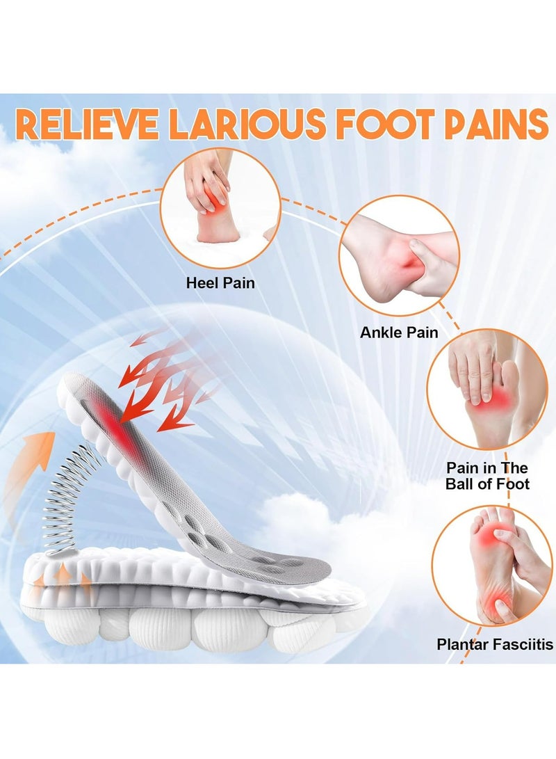 3-Pack Memory Foam Insoles with Arch Support, Gray, Size Men 43-44/Women 42-43, for Shoes & Boots