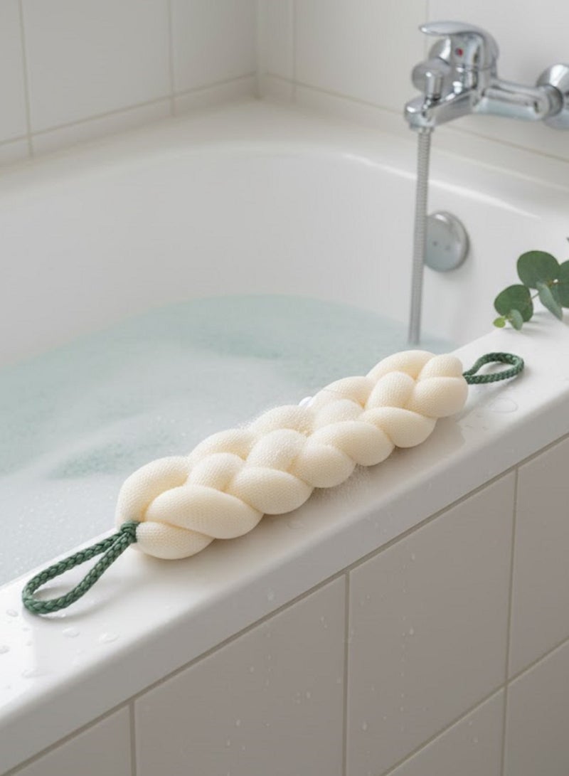 ليفة لتنظيف الظهر من أجل الاستحمام، إسفنجة استحمام منفوشة شبكية ، إسفنجة استحمام للبالغين والأطفال لتقشير البشرة وتلطيفها، وتزيل خلايا الجلد الميتة-ابيض - Image 4