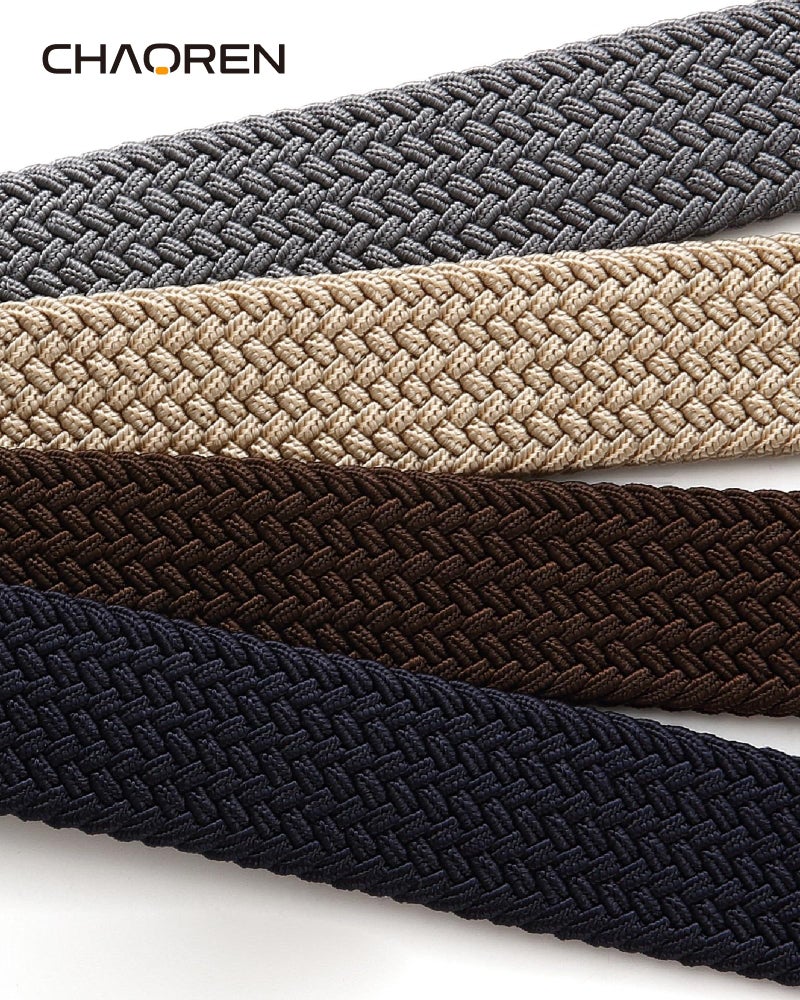 CHAOREN Stretch Belt Men 2 Pack - 1 3/8" Braided Golf Belts For Men - Casual Elastic For Pants and Jeans - Image 3
