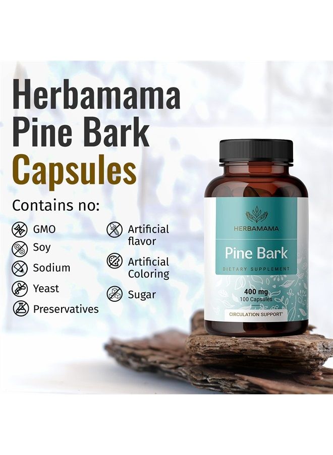 HERBAMAMA Pine Bark Extract Capsules - French Maritime Pine Bark Extract Powder Pills - 400mg, 100 Caps  - Image 4