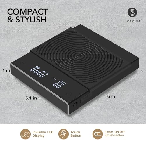 TIMEMORE Black Mirror Basic 2 Coffee Scale with Auto Timer and Flow Rate Function, 1600mAh Rechargeable, 2kg/0.1g High Precision, Portable Digital Kitchen Scale for Espresso, Pour Over, Travel - Image 3