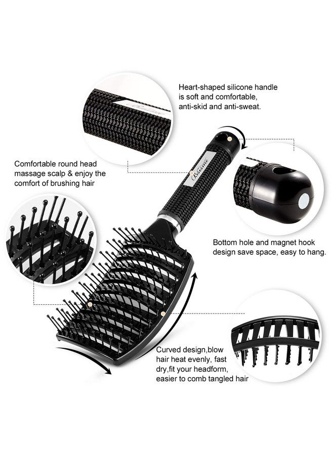 Bsisme Hair Brush Professional Curved Vented Brush For Faster Blow Drying For Women Men Paddle Detangling Brush For Wet Dry Curly Thick Straight Hair - Image 3