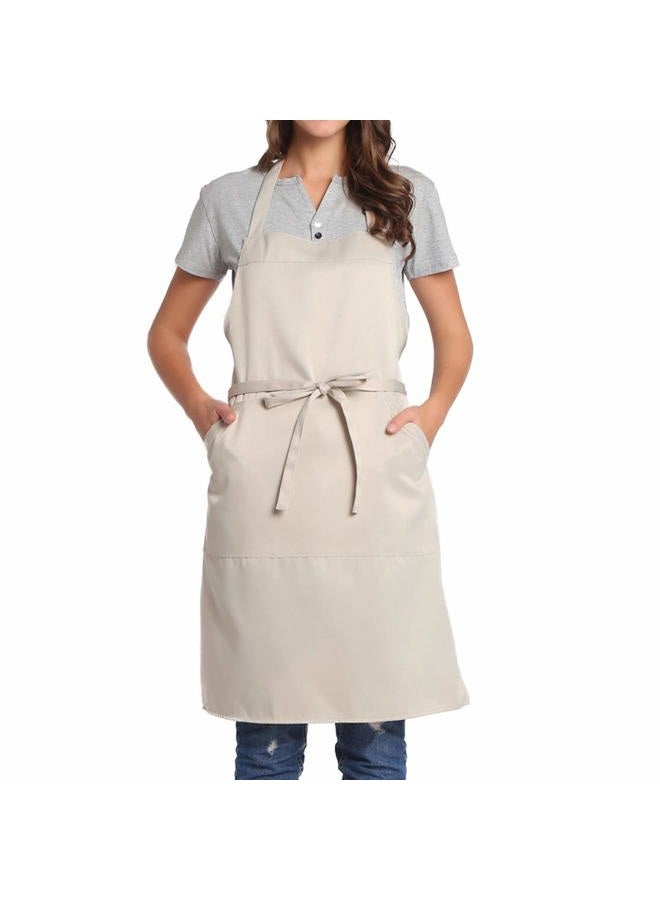 BIGHAS Adjustable Apron with Pocket, Extra Long Straps for Men and Women, 18 Colours, for Cook, Kitchen, Home, Restaurant, Cafe, Cooking, Baking, Gardening, 27 W x 32 L (Beige) - Image 1
