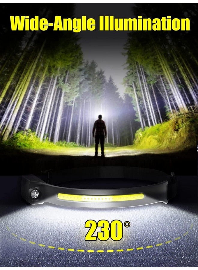 BROCCOLIN Headlamp Flashlight Rechargeable LED Headlamps 230° Wide Beam, Motion Sensor Lightweight Waterproof Ultra Bright Head Torch for Running Dry Camping Fishing Hiking Emergency Combo Pack-2 - Image 3