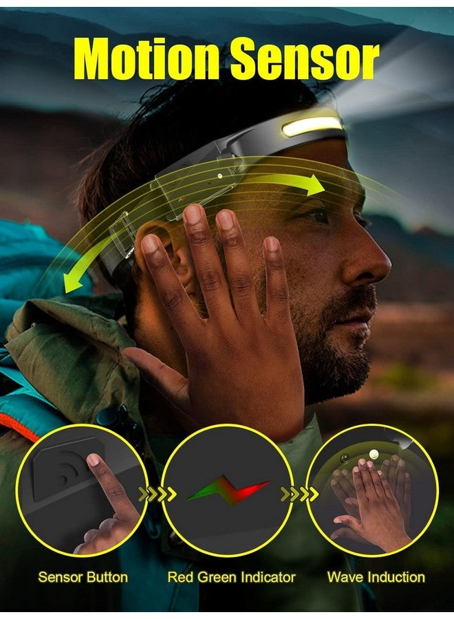 BROCCOLIN Headlamp Flashlight Rechargeable LED Headlamps 230° Wide Beam, Motion Sensor Lightweight Waterproof Ultra Bright Head Torch for Running Dry Camping Fishing Hiking Emergency Combo Pack-2 - Image 4