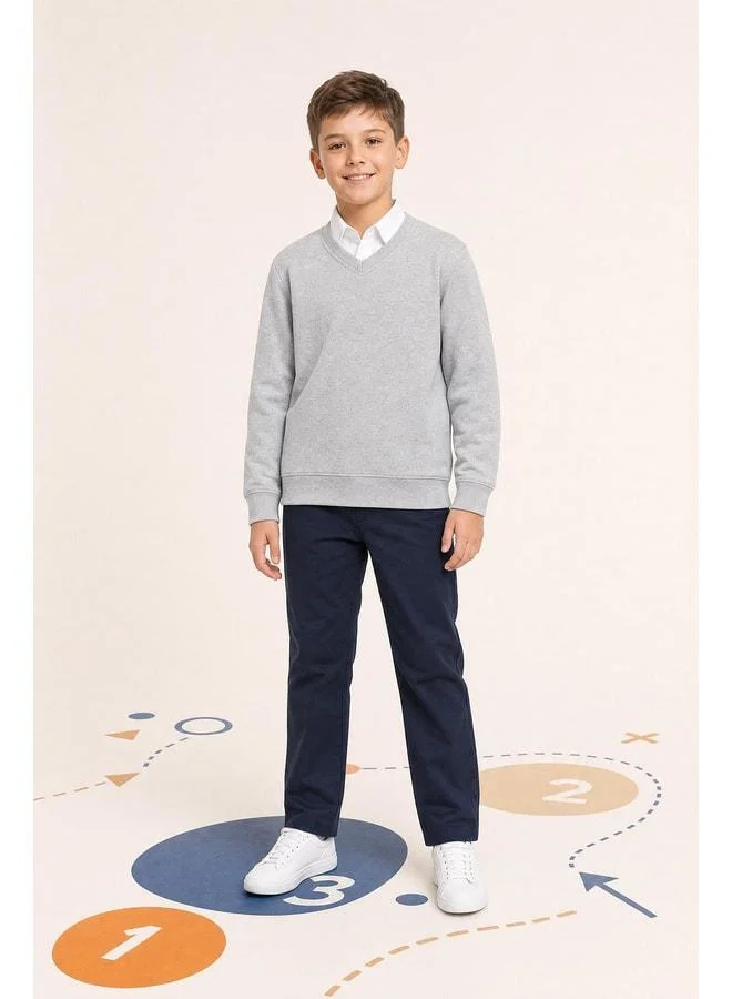 Perendi Unisex Children's Winter V-Neck Fleece School Sweatshirt