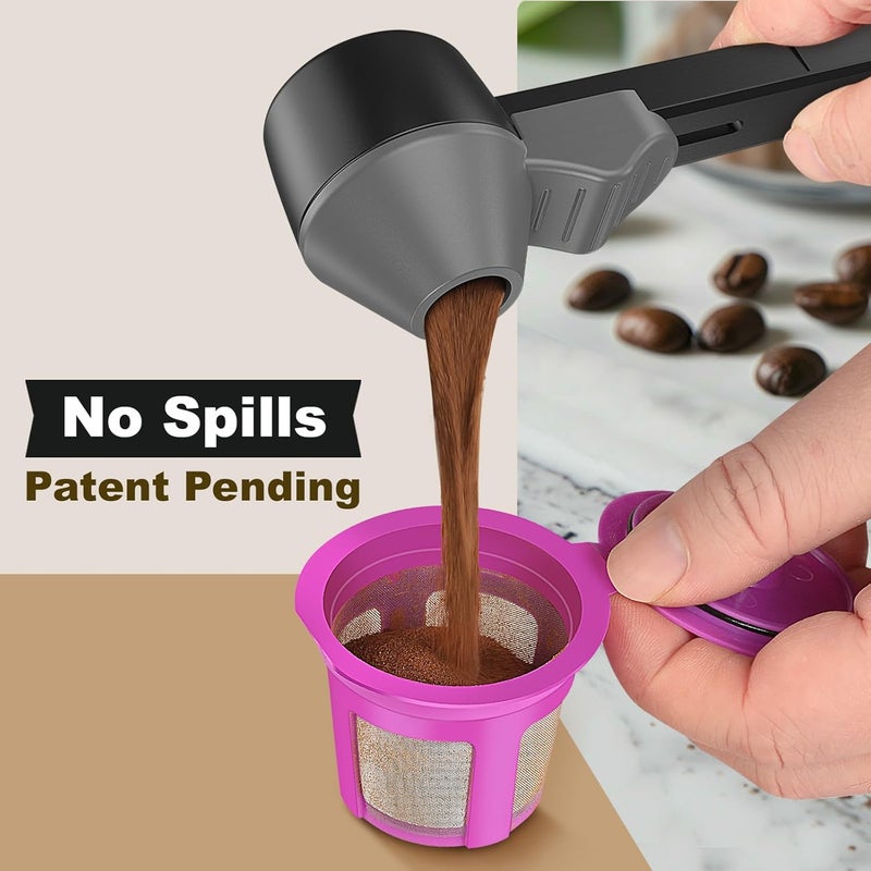 Lov Sprout Coffee Scoop & Funnel for Reusable K Cup Refillable Coffee Pods, Coffee Measuring Spoon 2 Tablespoon Capacity, Scoop with Funnel for Ground Coffee, Protein Powder, Tea (Black&gray, 2 Pack) - Image 3