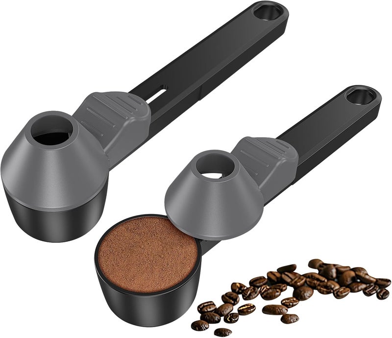 Lov Sprout Coffee Scoop & Funnel for Reusable K Cup Refillable Coffee Pods, Coffee Measuring Spoon 2 Tablespoon Capacity, Scoop with Funnel for Ground Coffee, Protein Powder, Tea (Black&gray, 2 Pack) - Image 1