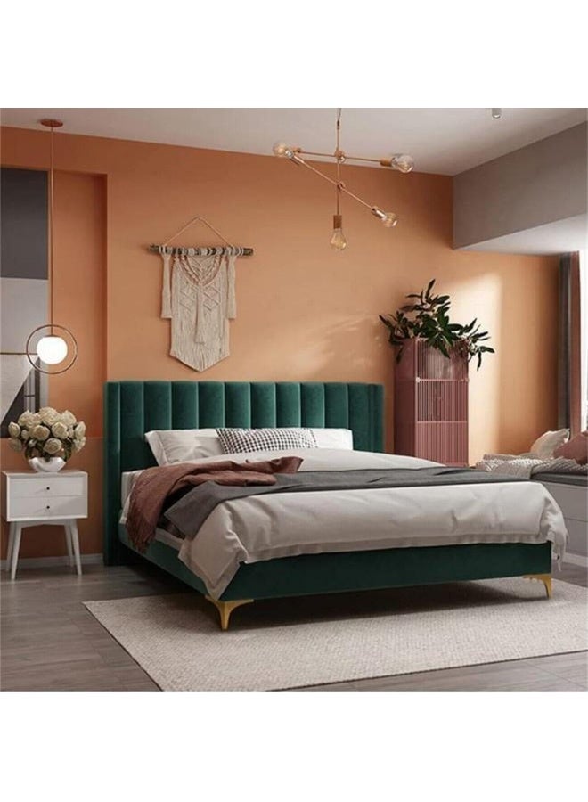 LUXURY LUXE Luxury Luxe Modern King/Queen Bed Frame with Mattress Foundation - Velvet Upholstered Platform Bed  - Image 4