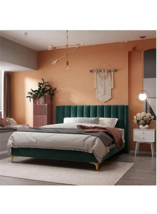 LUXURY LUXE Luxury Luxe Modern King/Queen Bed Frame with Mattress Foundation - Velvet Upholstered Platform Bed  - Image 5