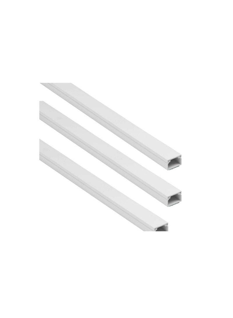 90cm Square Cable Box Self Adhesive PVC Trunking White Red Sticker Wall Cord Cover Cable Concealer On-Wall Wire Cover Paintable Cable Management Raceway to Hide Wires - Pack of 3 (16x16MM)  - Image 1