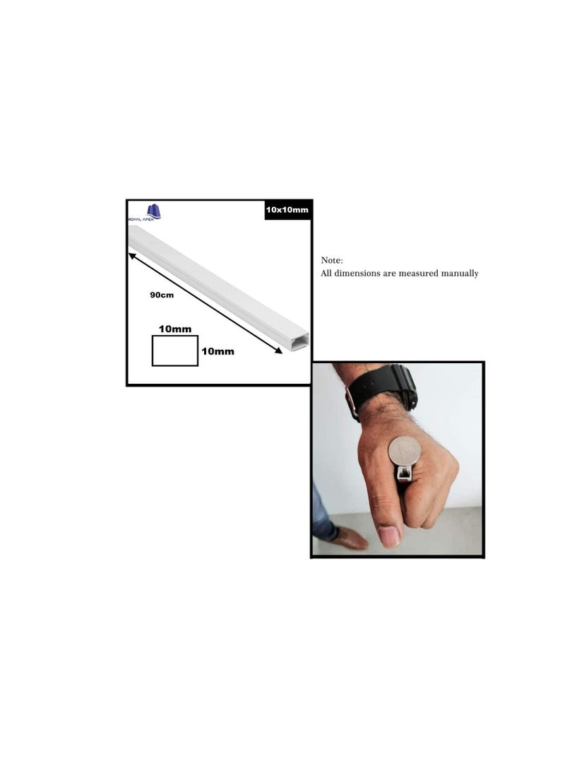 90cm Square Cable Box Self Adhesive PVC Trunking White Red Sticker Wall Cord Cover Cable Concealer On-Wall Wire Cover Paintable Cable Management Raceway to Hide Wires - Pack of 3 (16x16MM)  - Image 2