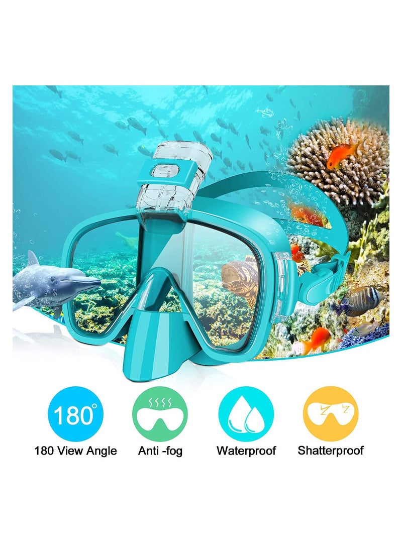 Arabest Snorkel Mask - Foldable Diving Mask with Dry Top Breathing System, 180 Degree Panoramic Snorkeling Mask with Camera Mount, Anti-Fogging Anti-Leak Snorkeling Gear for Adults and Kids - Image 3