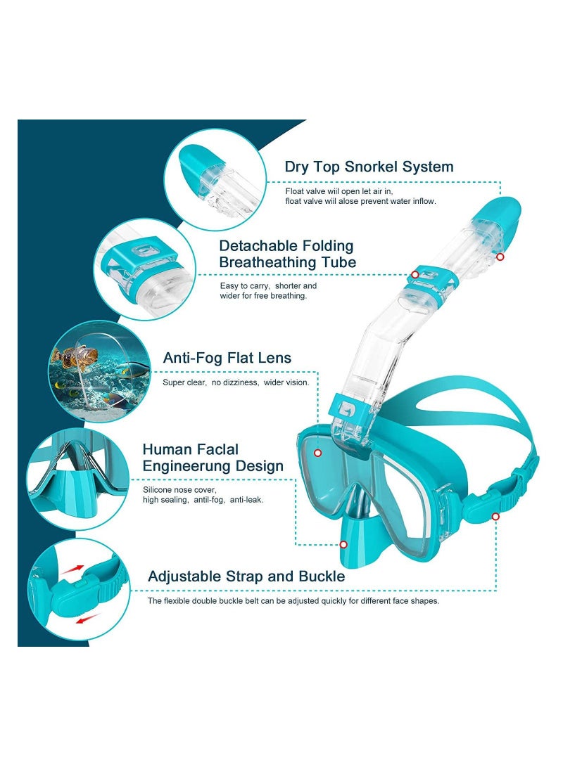 Arabest Snorkel Mask - Foldable Diving Mask with Dry Top Breathing System, 180 Degree Panoramic Snorkeling Mask with Camera Mount, Anti-Fogging Anti-Leak Snorkeling Gear for Adults and Kids - Image 2