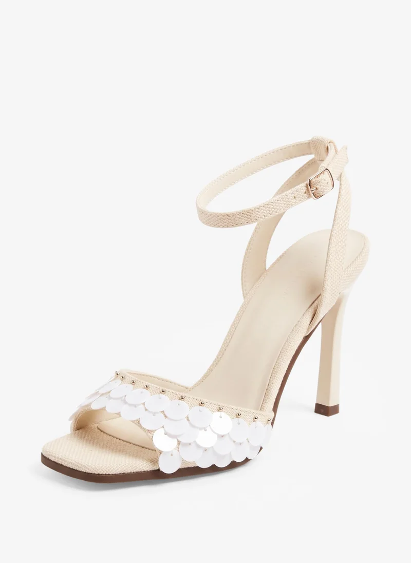 Truffle Sequin Detail High Heeled Sandal