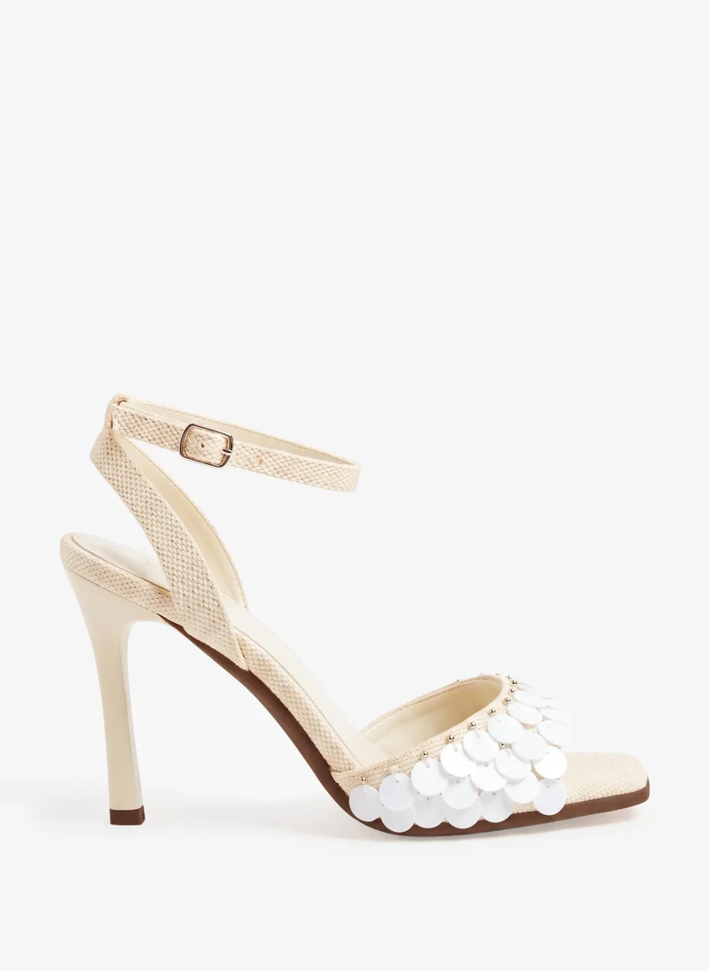 Truffle Sequin Detail High Heeled Sandal