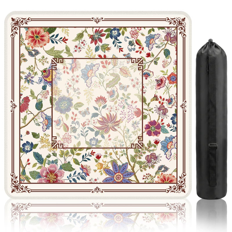 HEIFAM حصيرة هيفام للماجونغ لطاولة الماجونغ 31x 31 إنش غير قابلة للانزلاق تقليل الضوضاء مع حقيبة حمل غطاء طاولة للألعاب مثل الماجونغ وبوكر والدومينو هدية عيد الميلاد أو عيد الميلاد - Image 3
