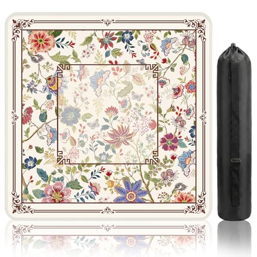 HEIFAM حصيرة هيفام للماجونغ لطاولة الماجونغ 31x 31 إنش غير قابلة للانزلاق تقليل الضوضاء مع حقيبة حمل غطاء طاولة للألعاب مثل الماجونغ وبوكر والدومينو هدية عيد الميلاد أو عيد الميلاد - Image 1