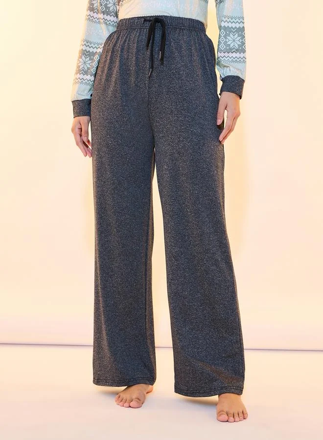 Take Two Graphic Print V Neck T-Shirt & Wide Leg Pyjama Set
