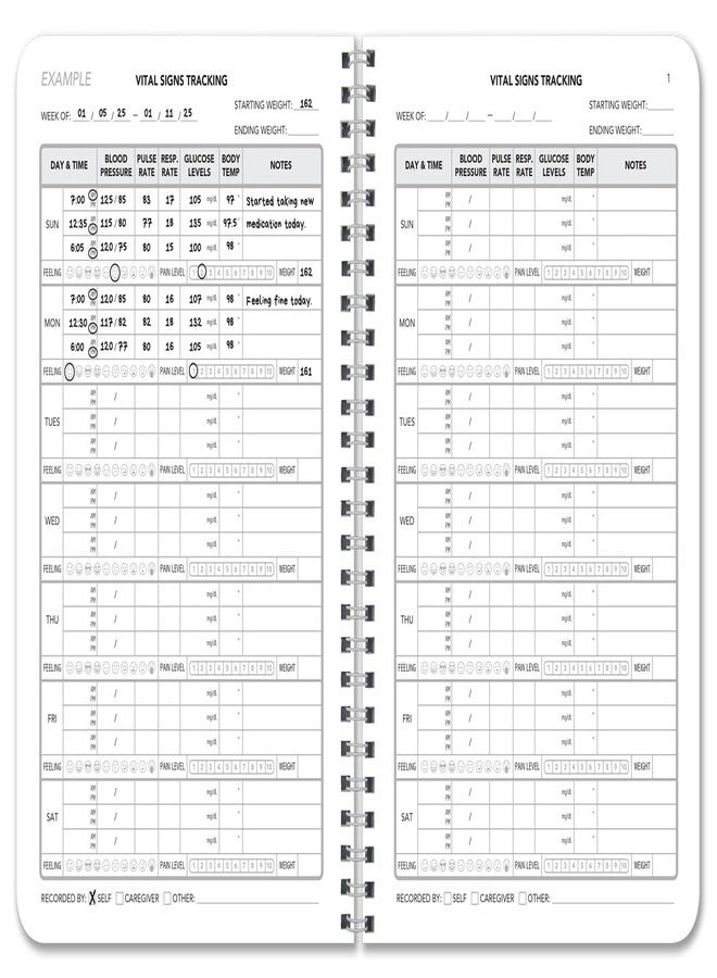 BookFactory Vital Signs Log Book, 6" x 9" Wire-O, 104 Pages - Image 3
